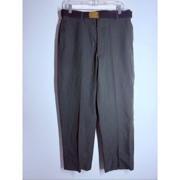 Vintage DSCP By Tennessee Apparel Men’s Wool Blend Pants Sz 33S Army Green Belt - Picture 2 of 14